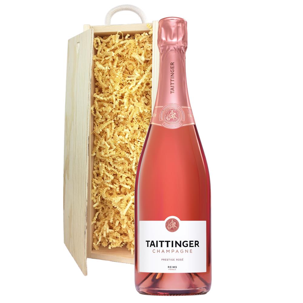 Taittinger Brut Prestige Rose NV Champagne 75cl In Pine Gift Box